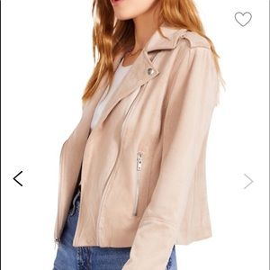 John & Jenn Light Pink Suede Motorcycle Jacket